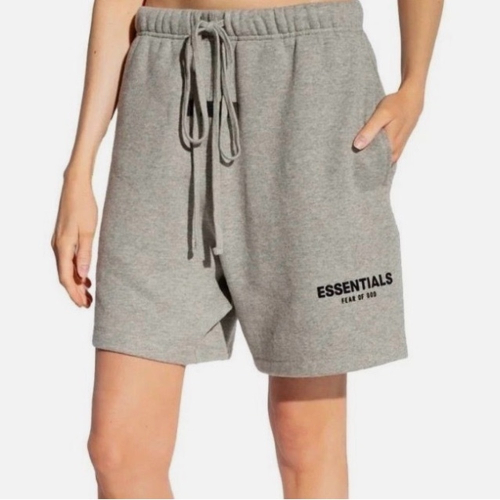 NWT [Fear of God] Essentials Dark Oatmeal Gray Casual Sweat Shorts Men's L - Picture 5 of 13